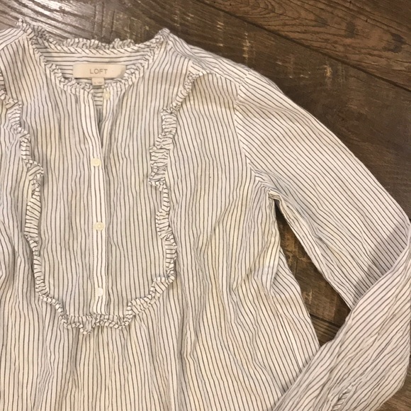 LOFT Ruffle Stripe Top - Picture 2 of 4